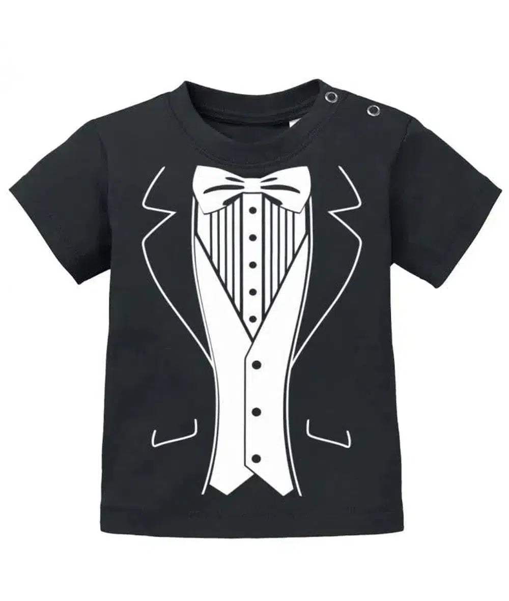 Anzug Smoking Design mit Fliege Baby T-Shirt