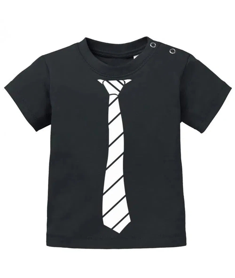 Ausgehshirt mit Krawatte in Business Look Schwarz - Baby T-Shirt