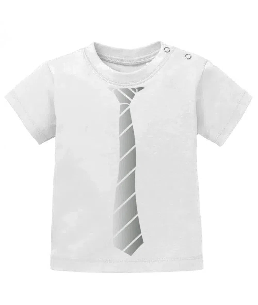 Ausgehshirt mit Krawatte in Business Look Weiss - Baby T-Shirt