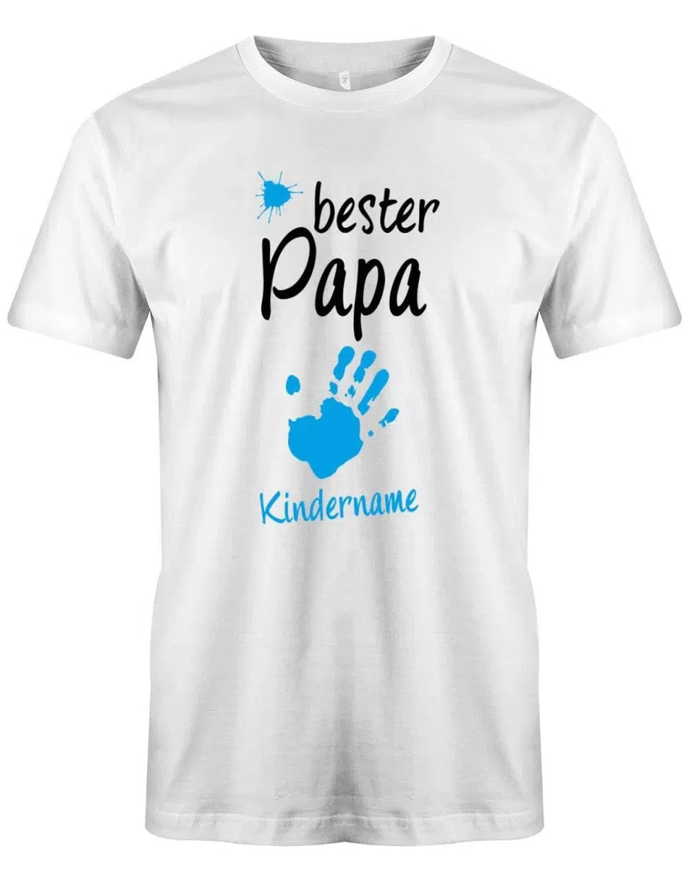 Bester Papa Farbklecks Kind 1 Handabdruck Wunschname - Papa Shirt Herren
