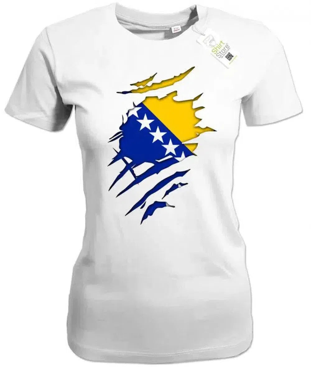 Bosnien Shirt aufgerissen - EM WM - Bosna Fan - Damen T-Shirt