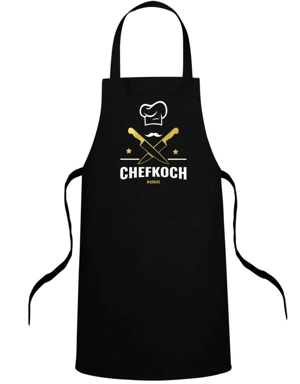 Chefkoch Mütze Messer und Sterne personalisiert mit Name Schürze