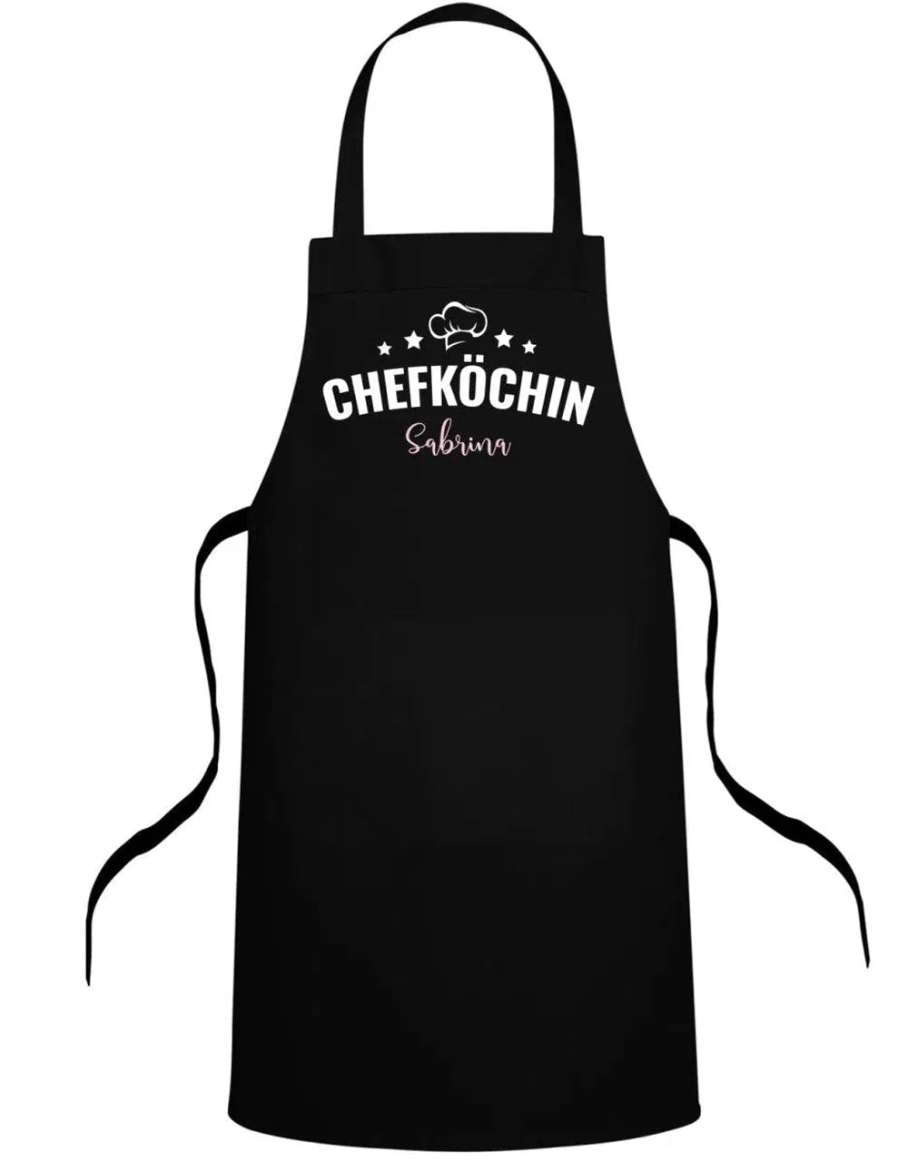 Chefköchin Mütze Sterne personalisiert mit Name Schürze