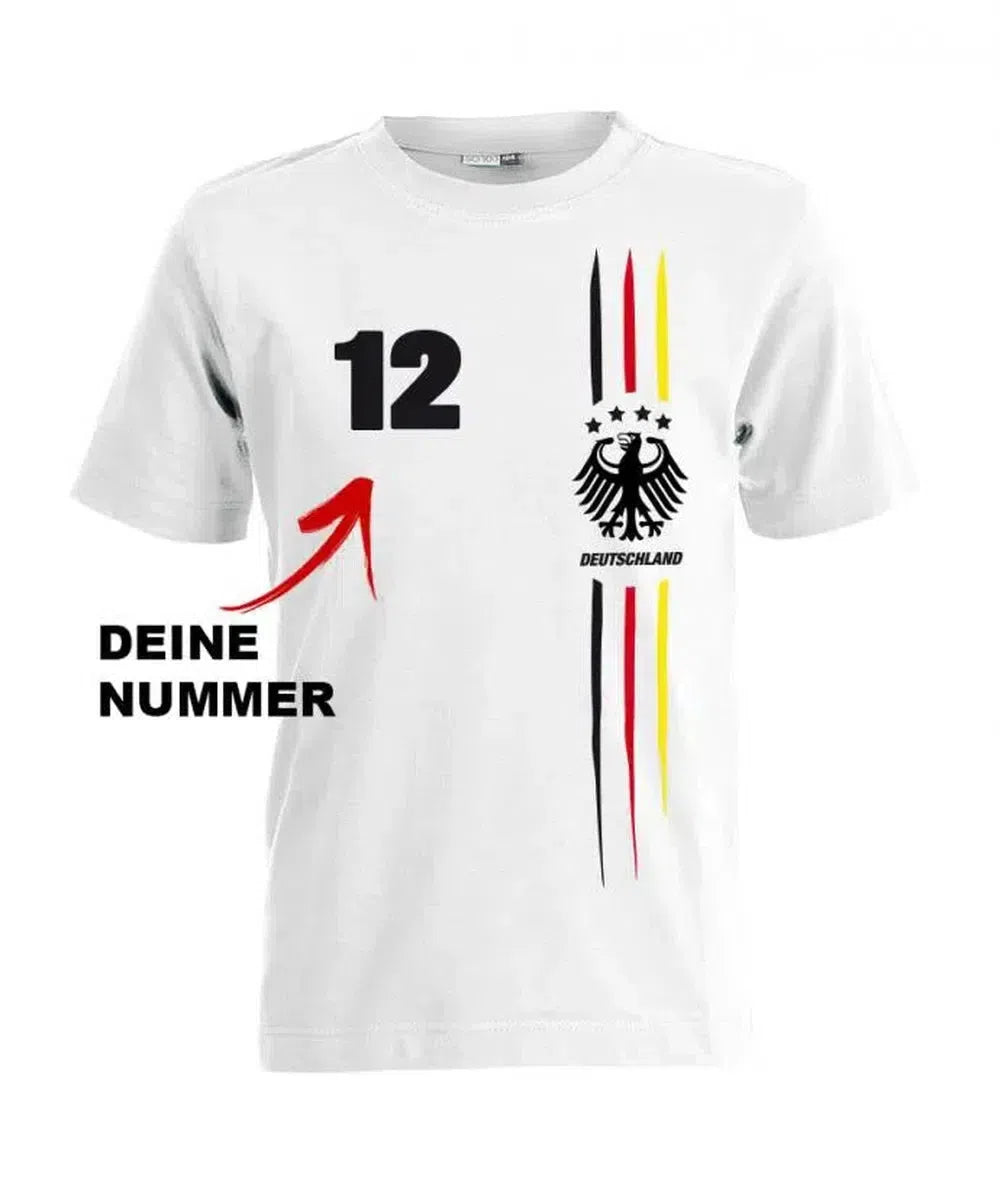 Deutschland EM WM Stripes 4 Sterne Wunschnummer - Kinder T-Shirt