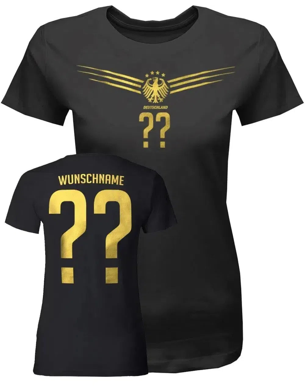 Deutschland Flügel Deluxe Gold - EM WM - Wunschnummer und Namen Damen T-Shirt