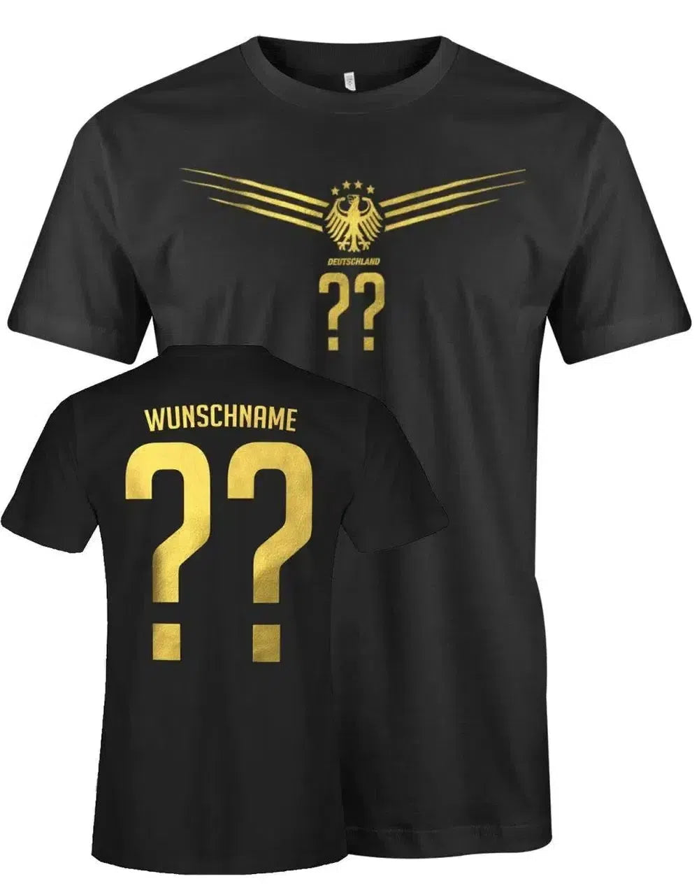 Deutschland Flügel Deluxe Gold - EM WM - Wunschnummer und Namen Herren T-Shirt
