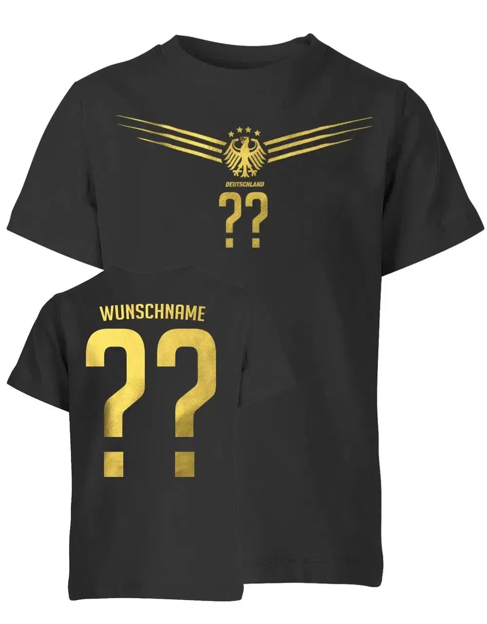 Deutschland Flügel Deluxe Gold - EM WM - Wunschnummer und Namen Kinder T-Shirt