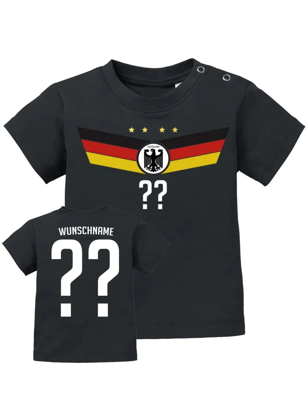 Deutschland Flügel - Wunschnummer - Wunschname - WM EM - Baby T-Shirt