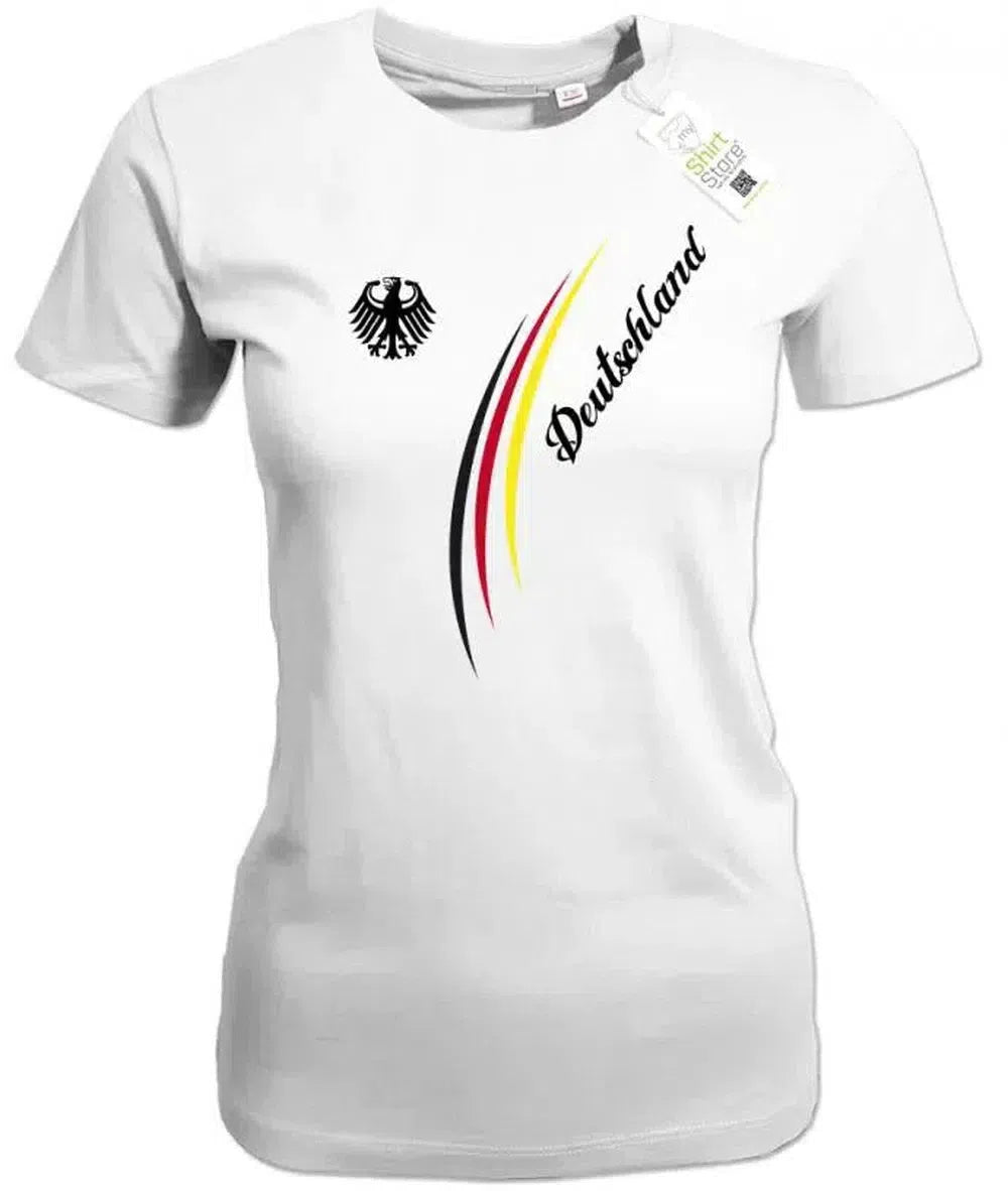 Deutschland Stripes Adler - EM WM - Fan - Damen T-Shirt