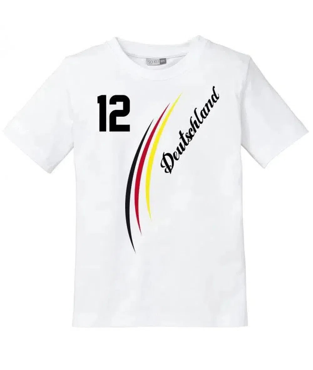 Deutschland Stripes Wunschnummer - EM WM Fan - Kinder T-Shirt