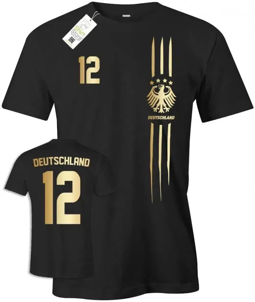 Deutschland Stripes lang - Wunschname und Wunschnummer - Herren T-Shirt