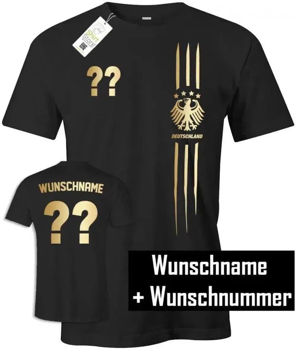 Deutschland Stripes lang - Wunschname und Wunschnummer - Herren T-Shirt