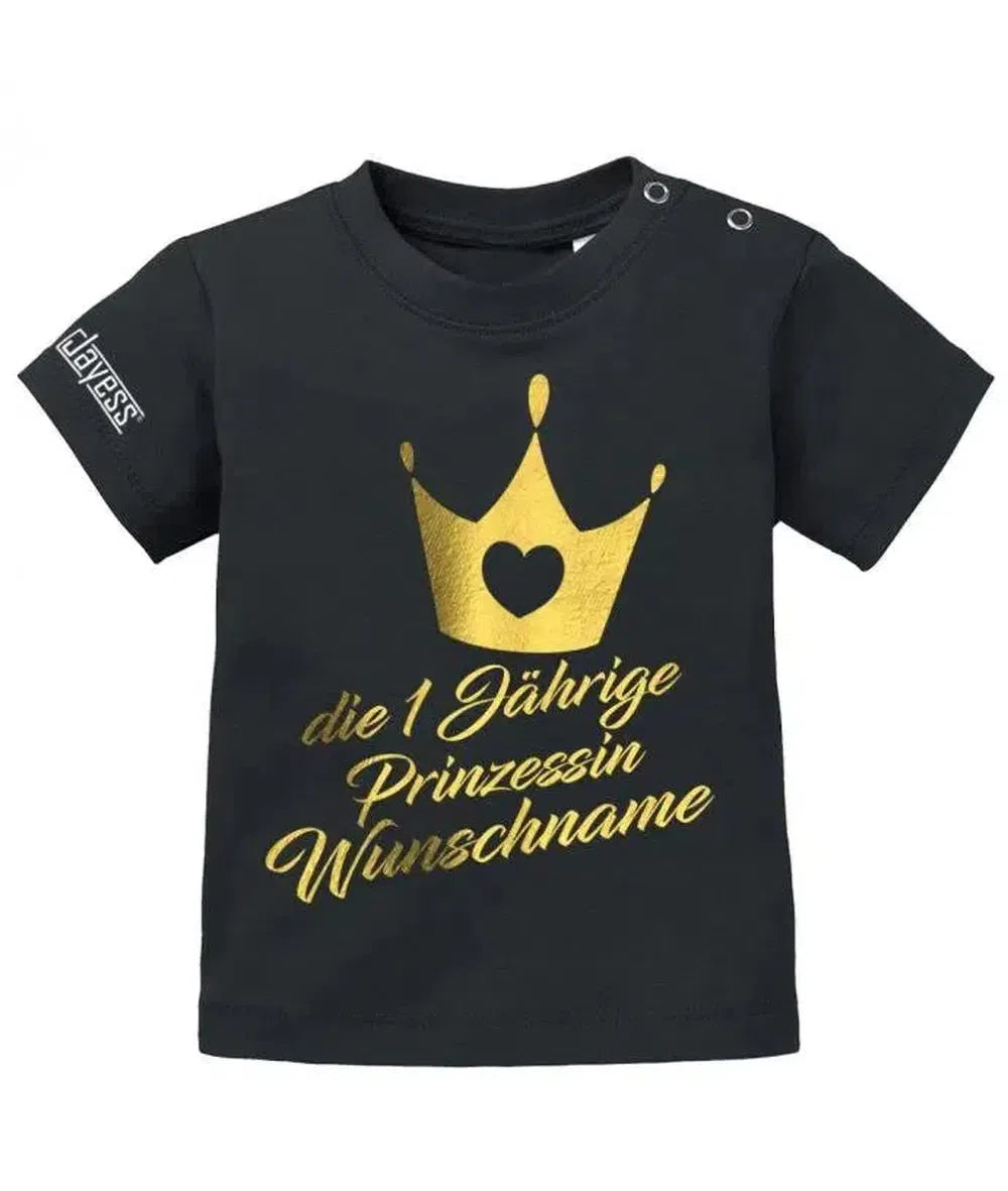 Die einjährige Prinzessin - 1 - personalisiert mit Name - Mädchen - Baby Shirt
