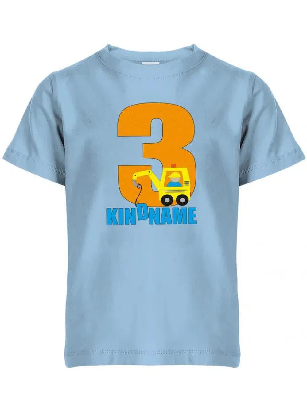Drei 3 Geburtstag Bagger mit Wunschname - Kinder T Shirt