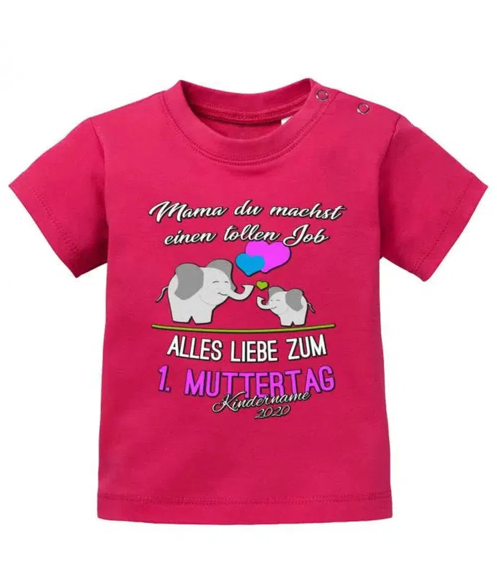 Du machst einen tollen Job Mama - Erster Muttertag - personalisiert mit Name Baby Shirt