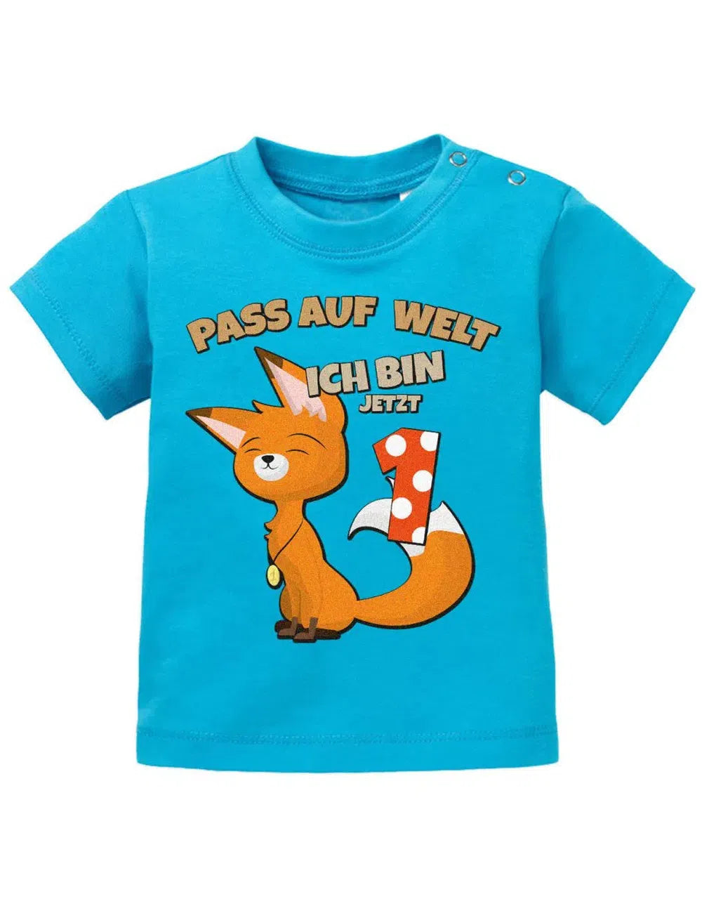 Erster Geburtstag Pass auf Welt ich bin jetzt 1 Fuchs Baby Shirt Junge und Mädchen