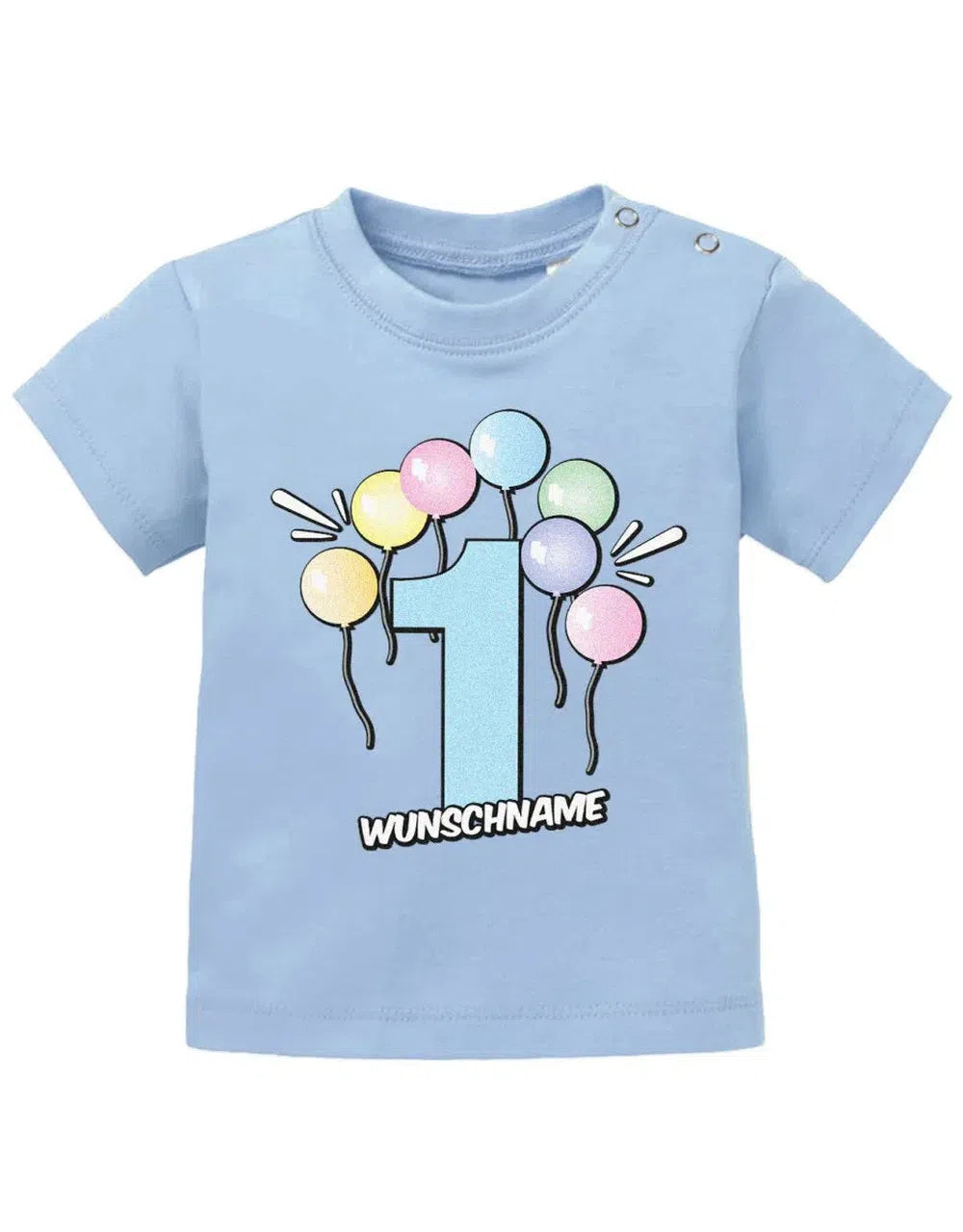 Erster Geburtstag Pastell Luftballons personalisiert mit Name für Junge und Mädchen Baby Shirt