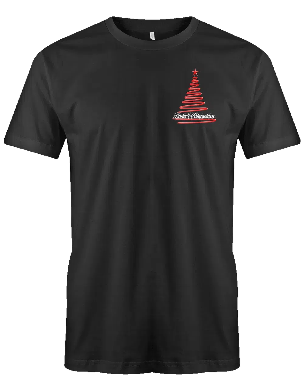 Frohe Weihnachten Tannenbaum Brustmotiv Herren T Shirt
