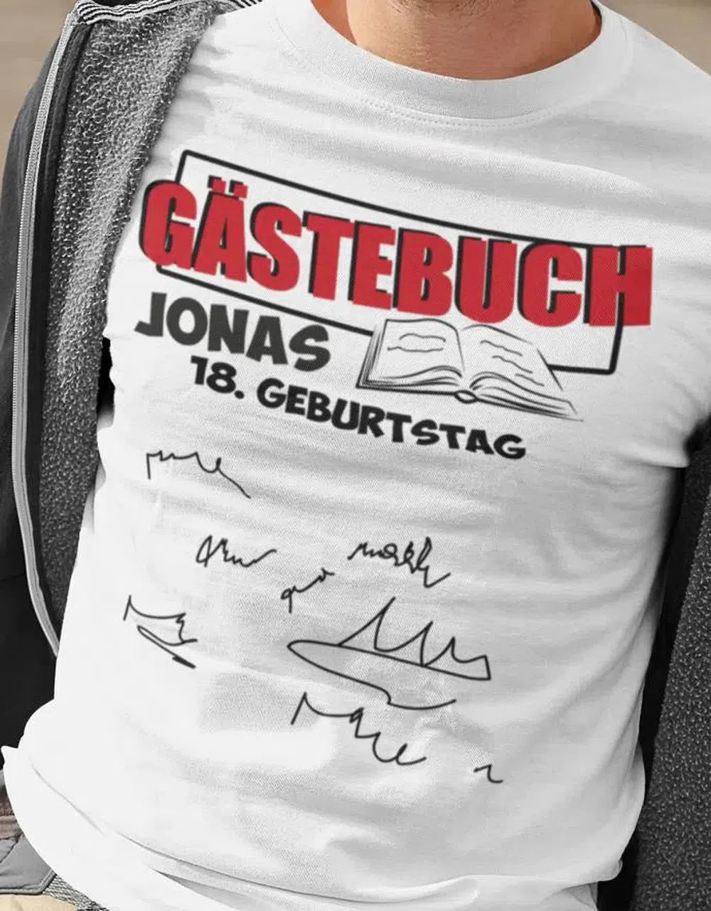 Gästebuch Gästeliste - Wunschname 18 Geburtstag Herren T-Shirt Lasse Deine Gäste unterschreiben!