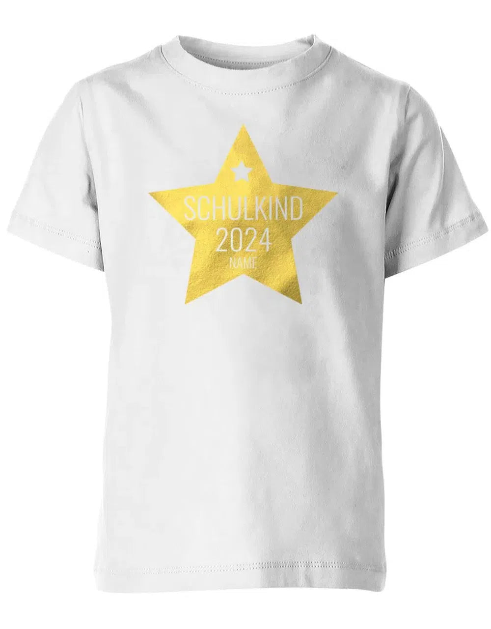 Goldener Stern Schulkind 2025 mit Name -Einschulung T-Shirt