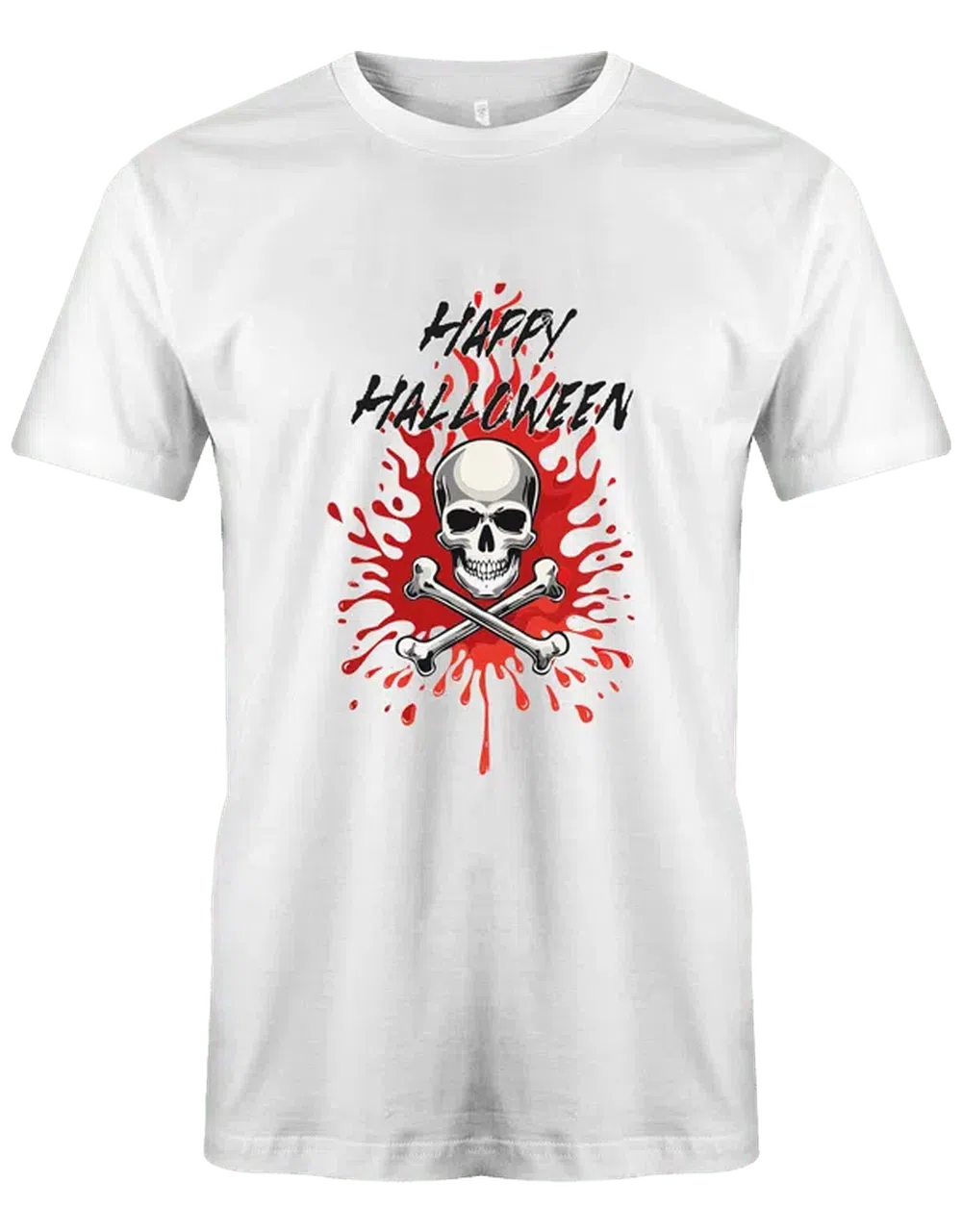 Halloween T-Shirt mit Totenkopf und blutigen Spritzern – Der ultimative gruselige T-Shirt-Druck!