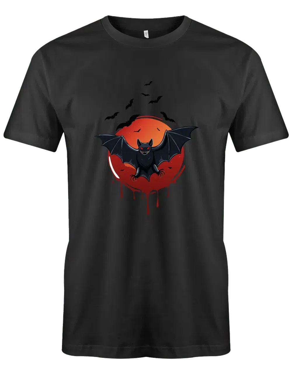 Halloween T-Shirt mit großer Fledermaus und blutigem Mond - Dein perfektes T-Shirt zum Gruselfest!