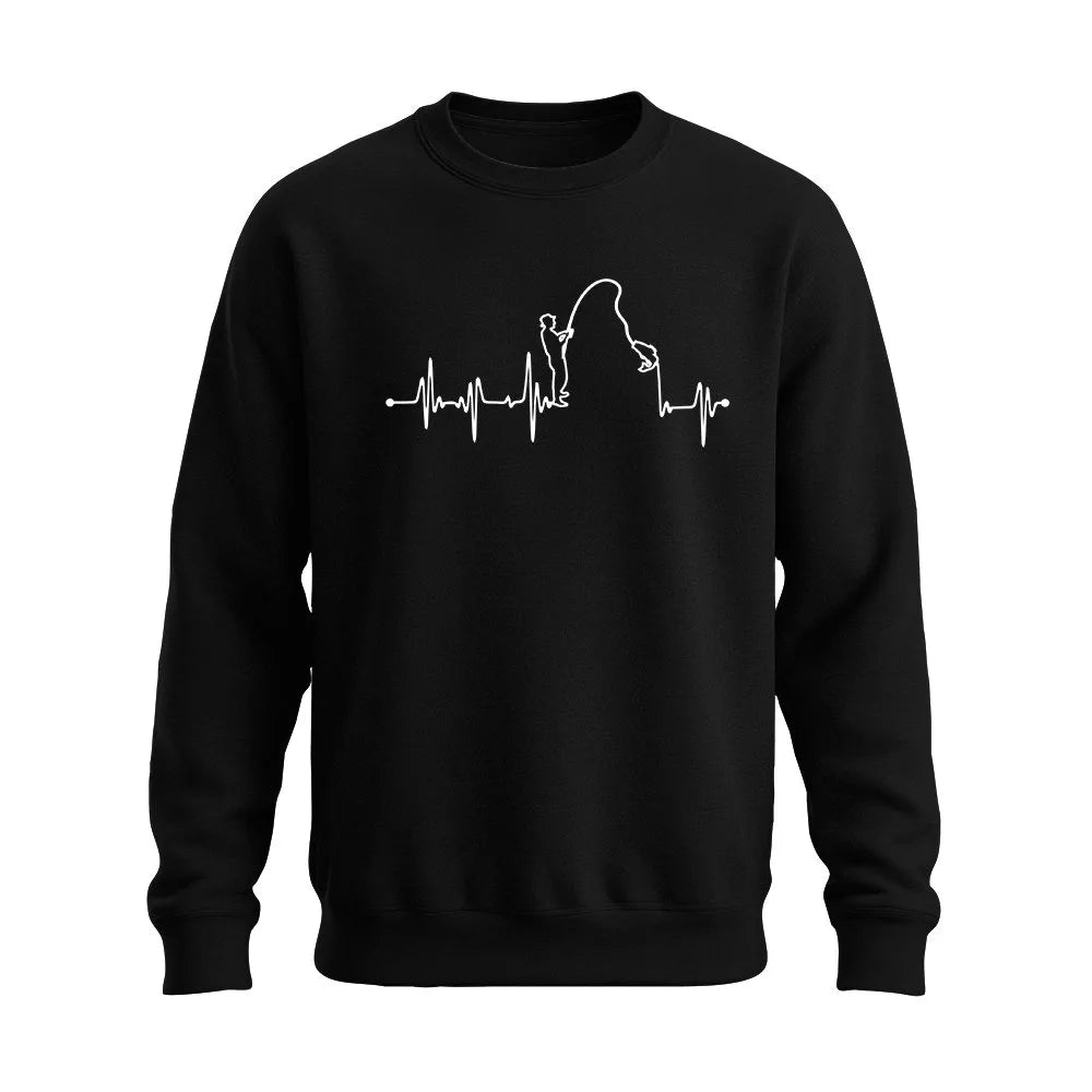 Herzschlag Angeln - EKG - Angler - Unisex Pullover Schwarz