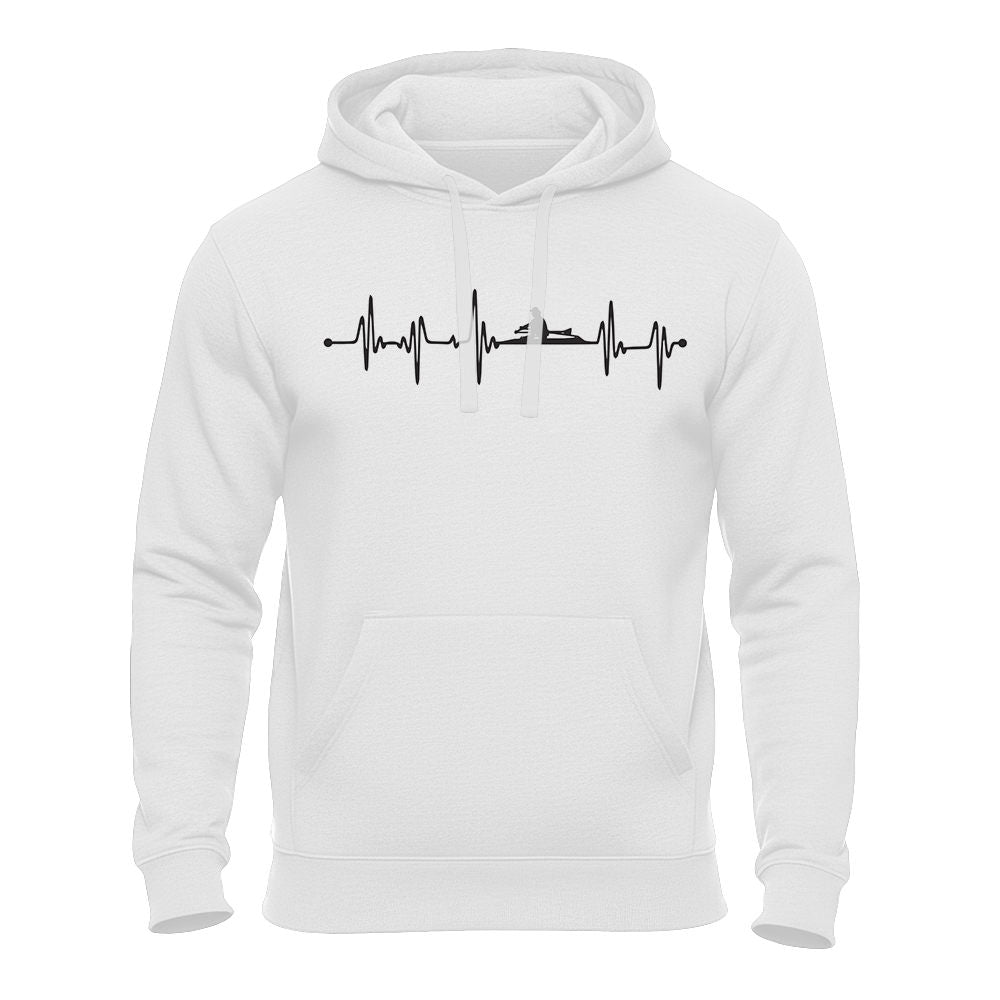 Herzschlag Rudern EKG - Unisex Hoodie – Rudersport weiß