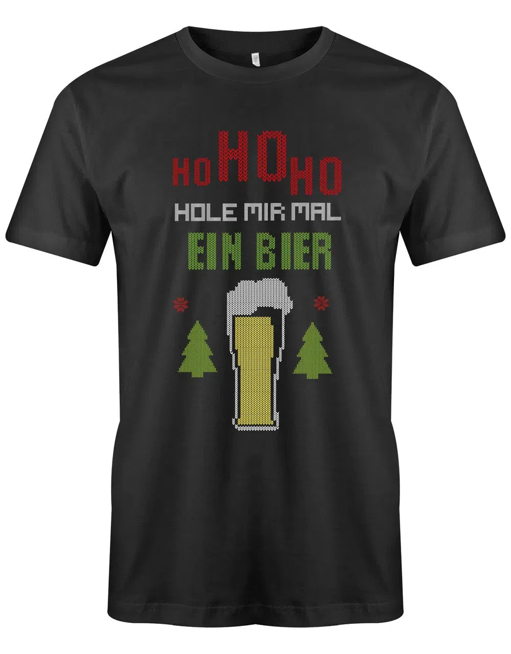 Ho Ho Ho Hole mir mal ein Bier Strickmuster Ugly Christmas Herren T-Shirt