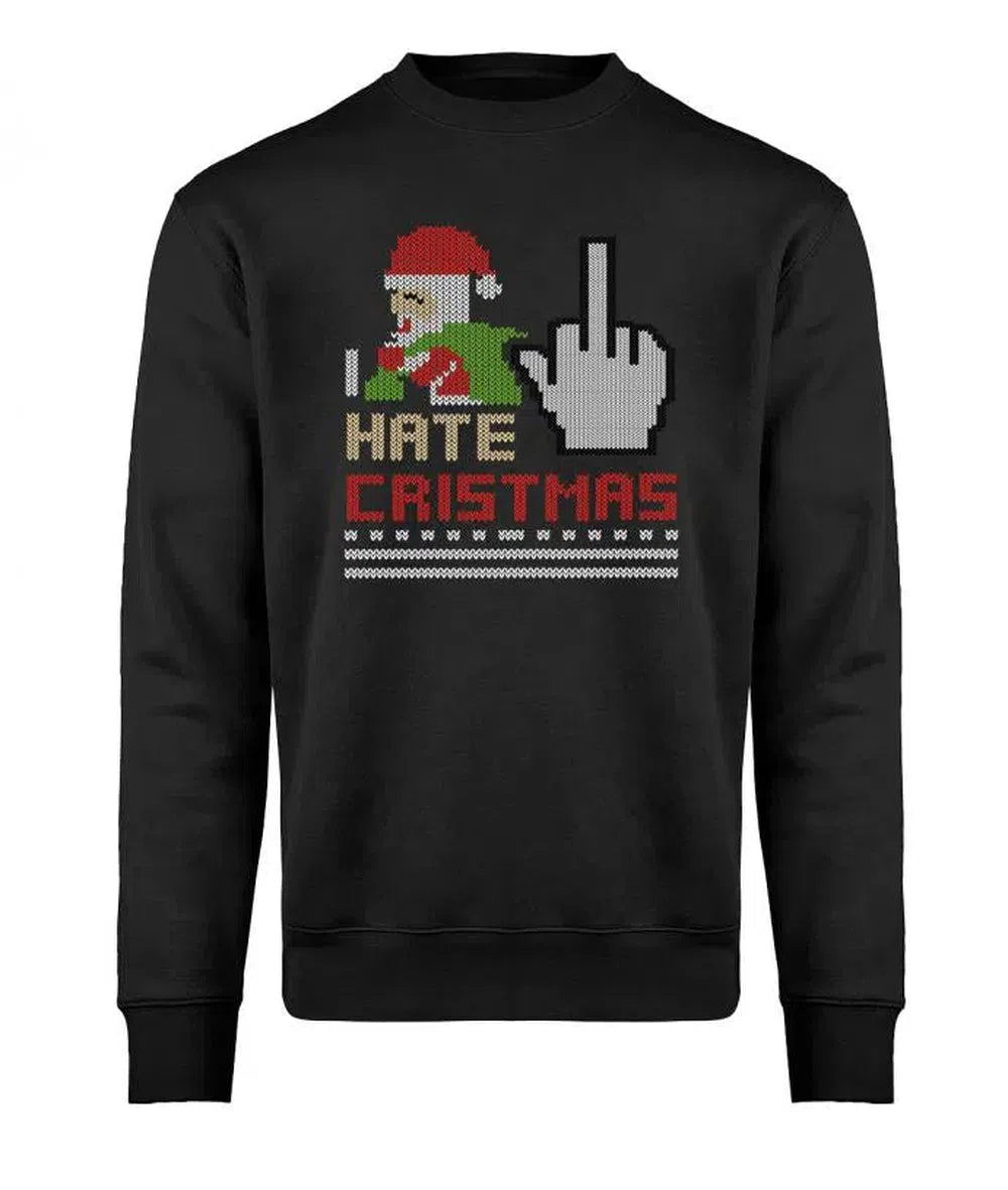 I hate Chritsmas Grinch Strickmuster Ugly Christmas Pullover Unisex