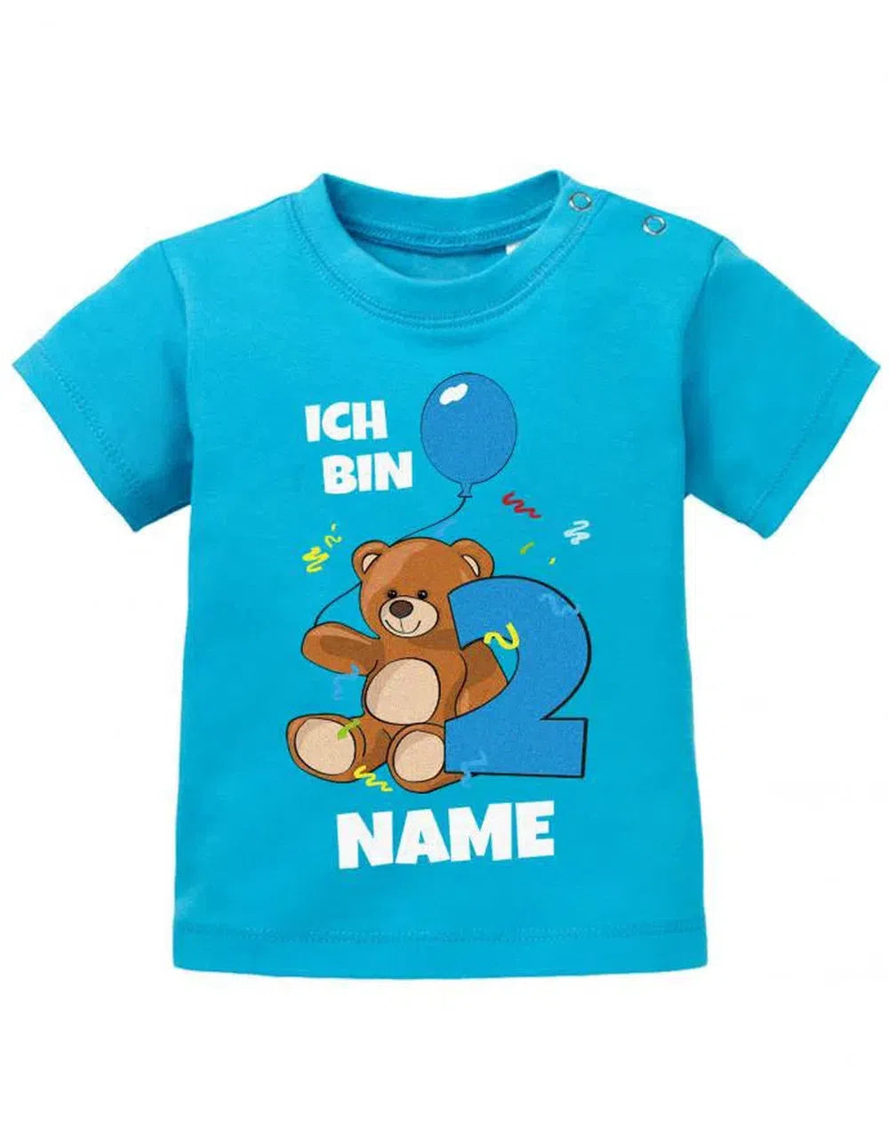 Ich bin 2 Teddybär mit Wunschname Junge - Baby T-Shirt
