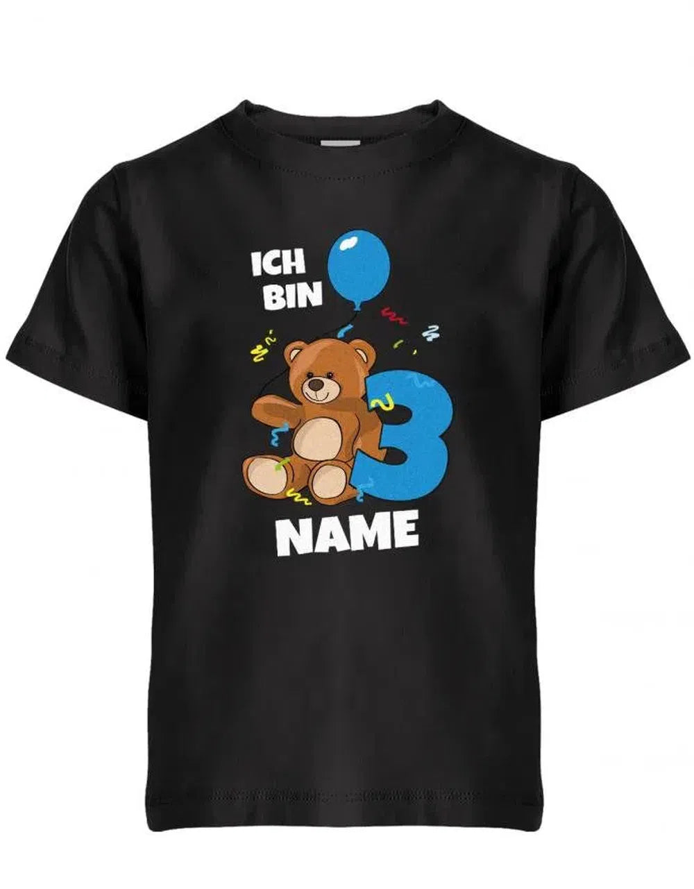 Ich bin 3 Teddybär mit Wunschname Junge - Kinder T-Shirt