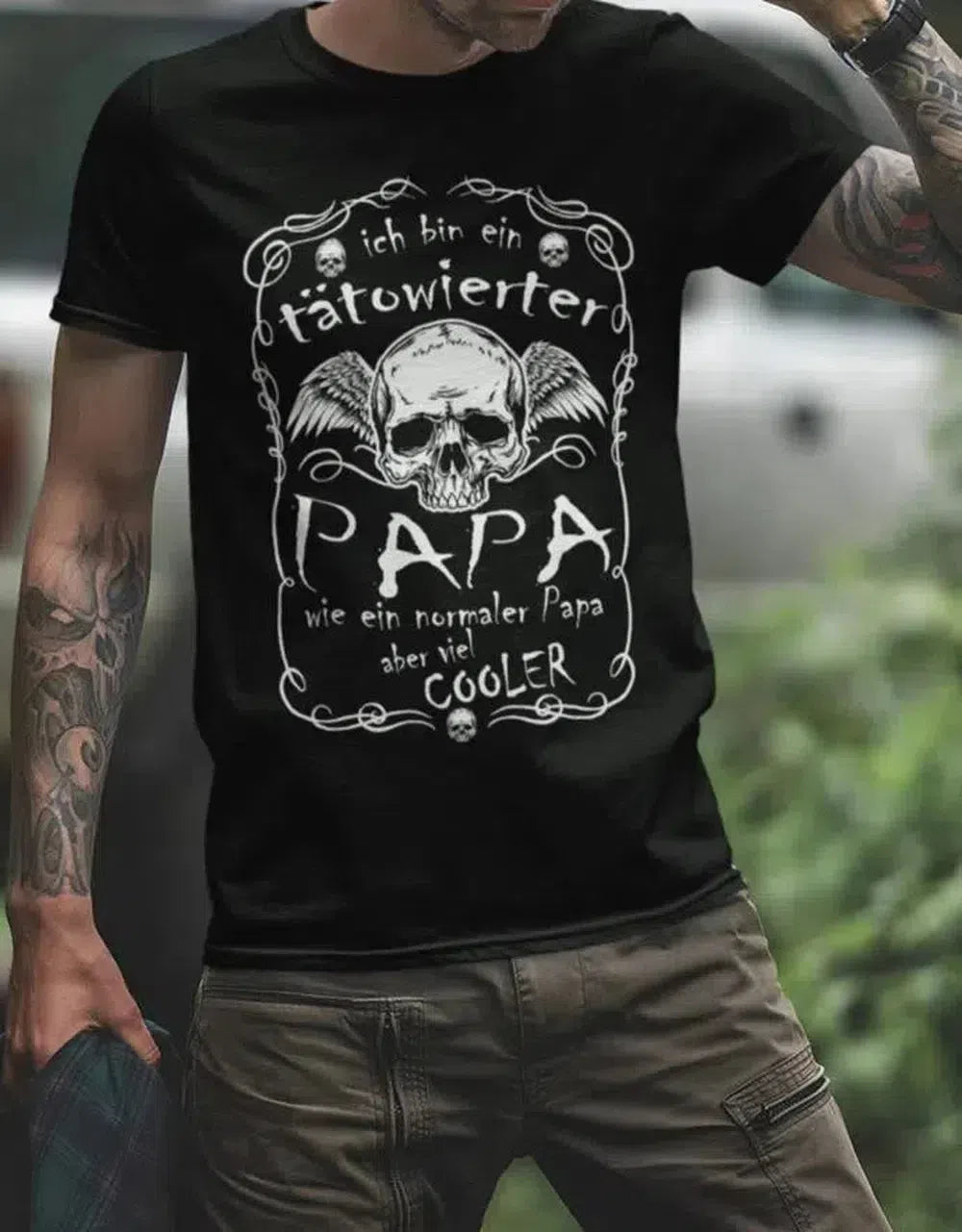 Ich bin ein tätowierter Papa wie ein normaler Papa aber cooler - Papa Tattoo Shirt Herren