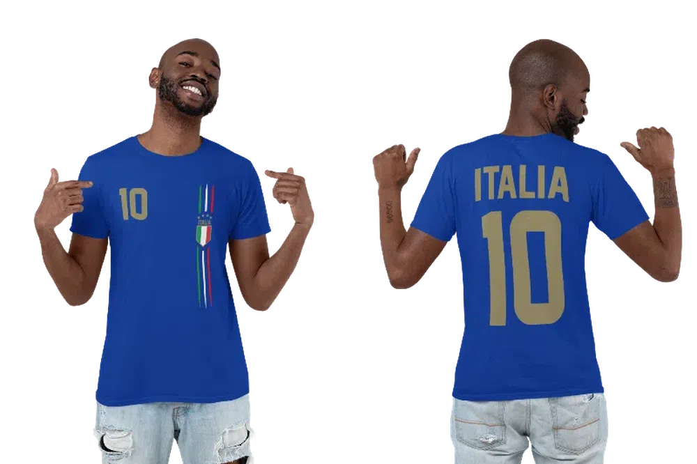 Italien T Shirt mit Wunschname auf dem Rückenund Wunschnummer Italy Fan TShirt