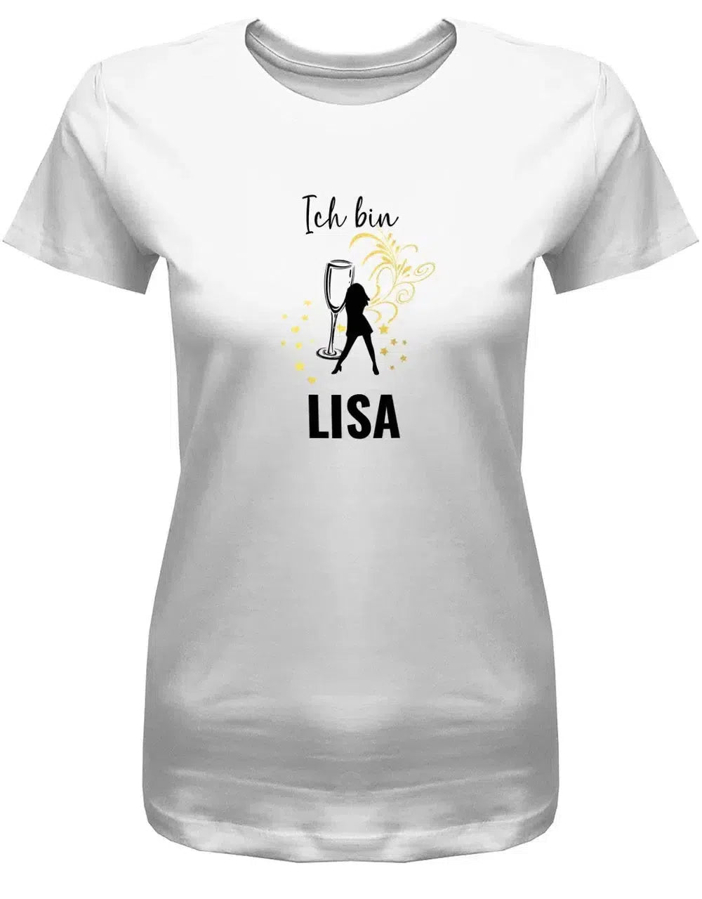 JGA Shirt mit Name Junggesellinnenabschied Sektglas Frauen