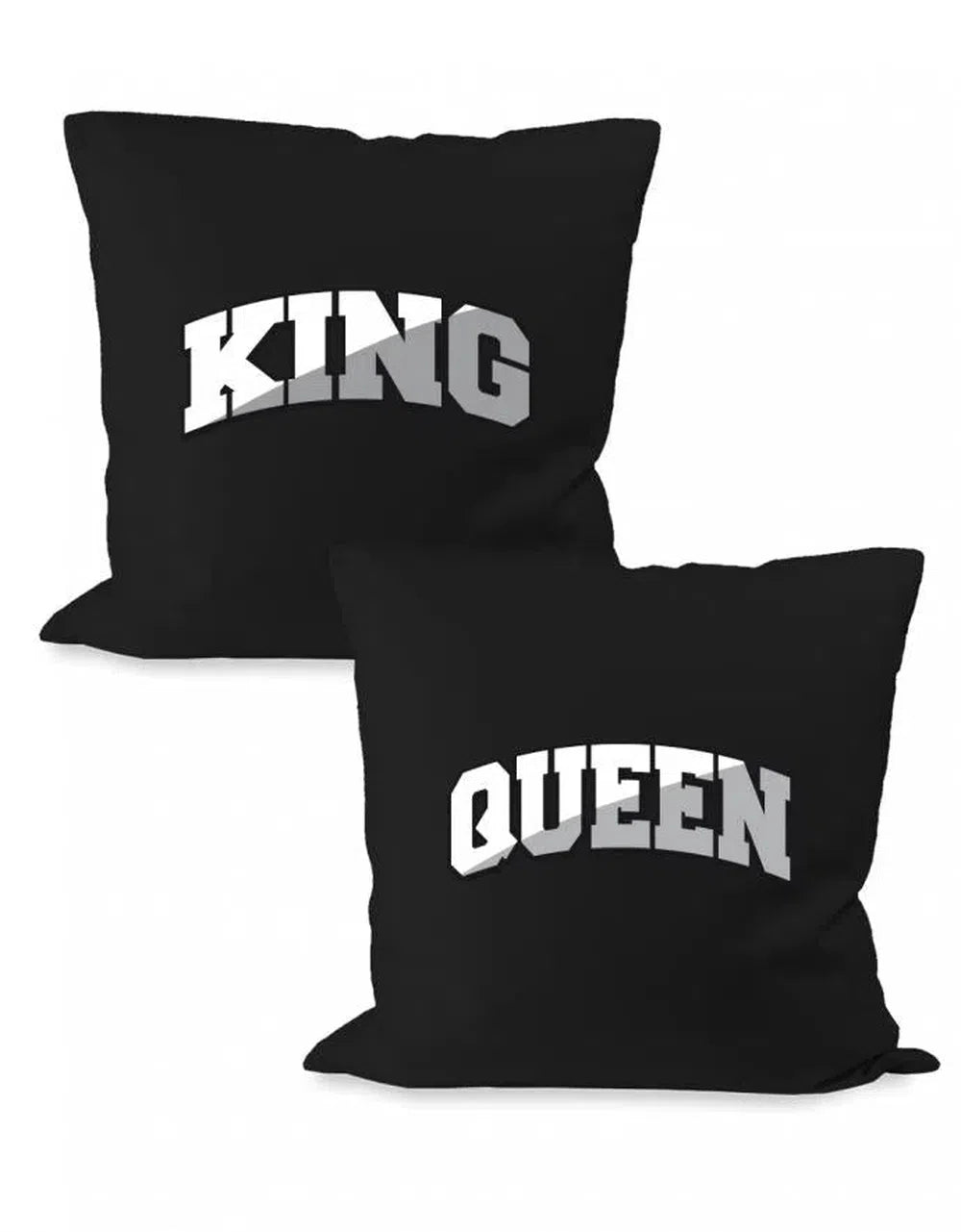 King und Queen Block Style Couple Partner Kissen Set