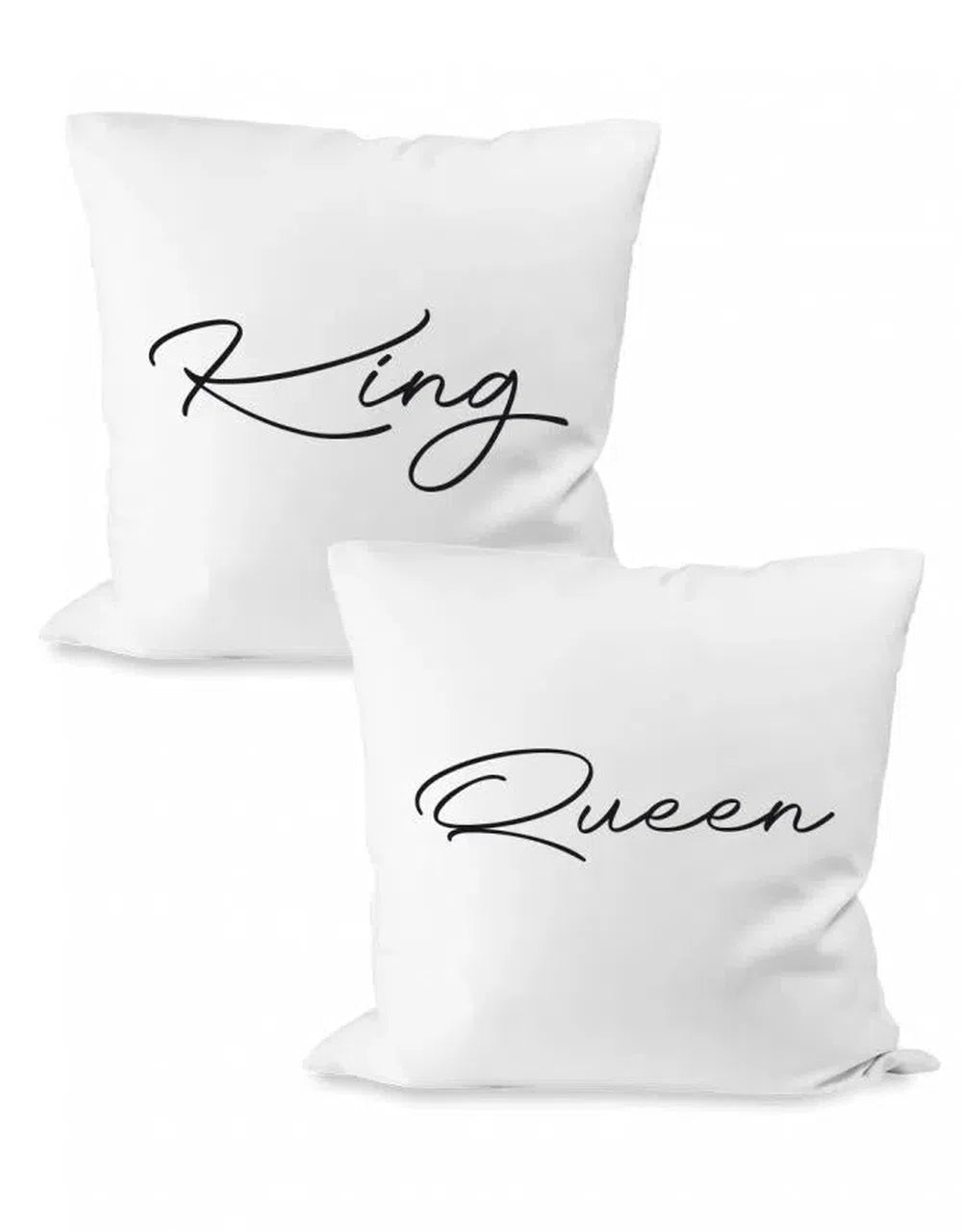 King und Queen Schreibschrift Partner Couple Kissen Set
