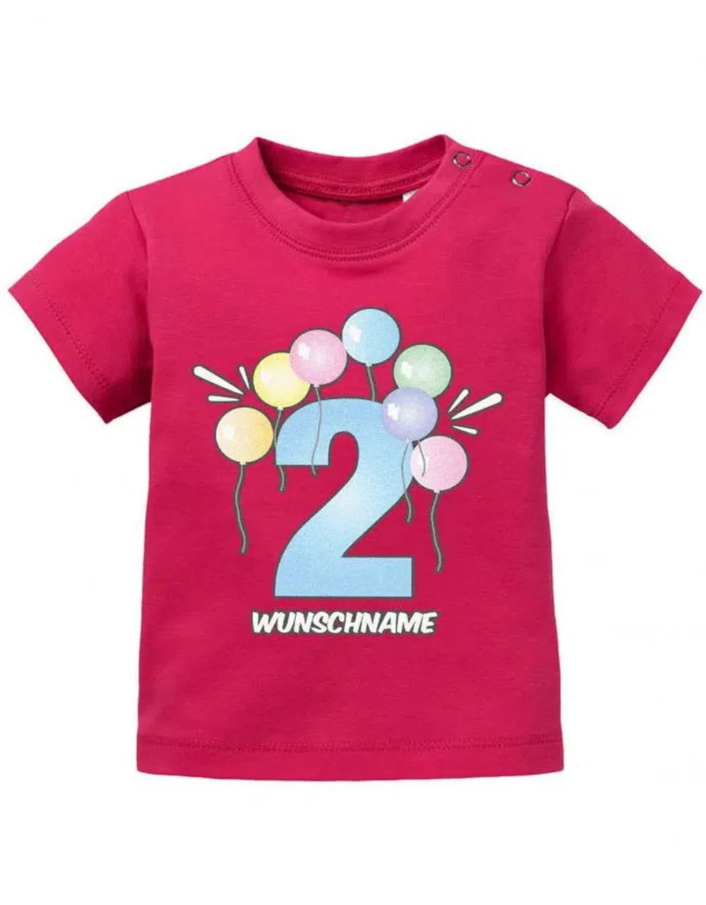 Luftballons 2 Jahre mit Wunschnamen - Baby T-Shirt