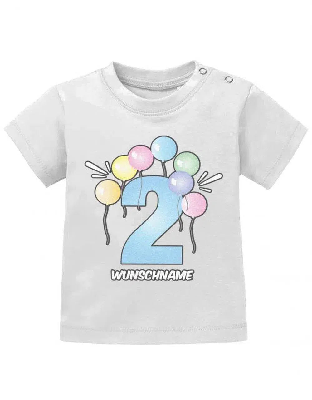 Luftballons 2 Jahre mit Wunschnamen - Baby T-Shirt