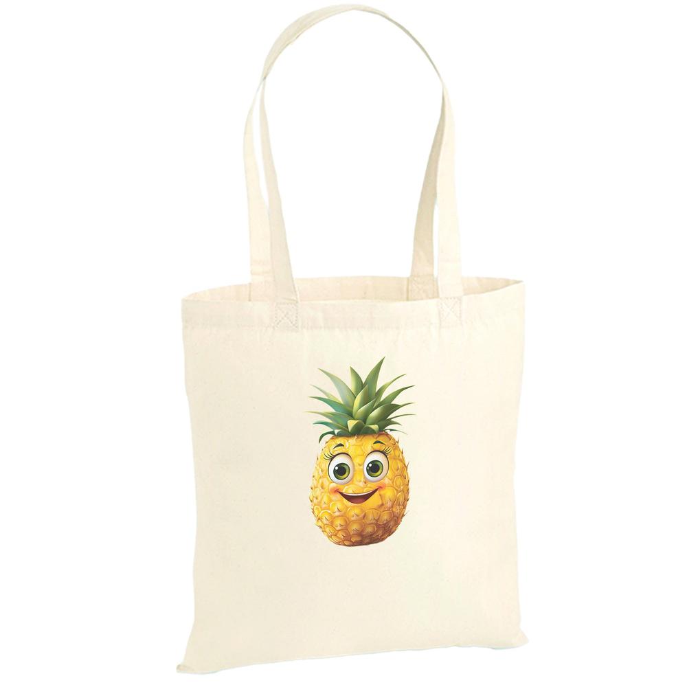 Umhängetasche Ananas Happy Fruits Stoffbeutel - Baumwolle-tshirt-bedrucken-myShirtStore
