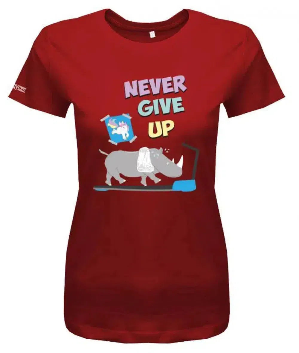 Never give up Nashorn - Damen T-Shirt