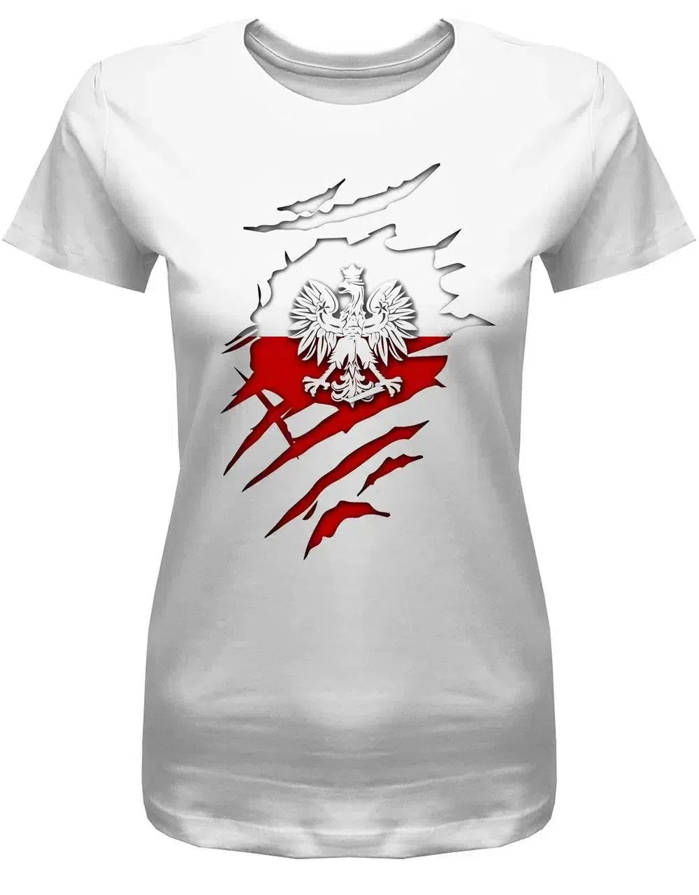 Polen - aufgerissenes Shirt - EM WM - Polska Fan - Damen T-Shirt