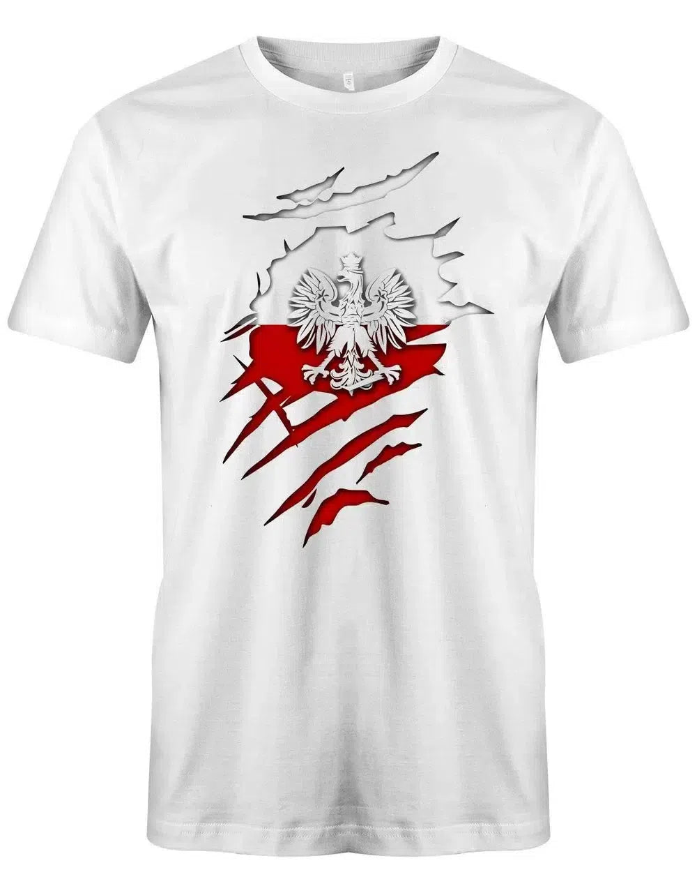 Polen - aufgerissenes Shirt - WM EM - Polska Fan - Herren T-Shirt