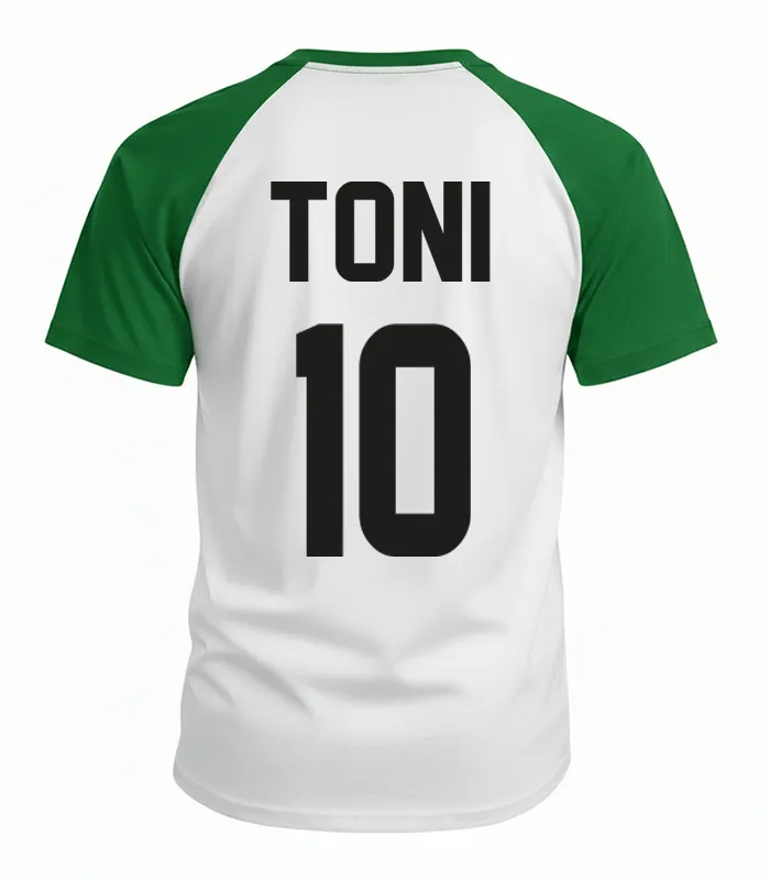 Italien T-Shirt WM 2026 personalisiert mit Wunschname Toni und Nummer 10 Rückseite