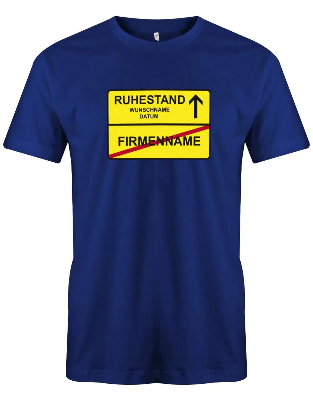 Ruhestand Ortsschild personalisiert mit Name Datum und Firmennamen - Rentner Herren T-Shirt