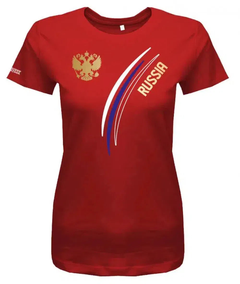 Russia - Russland Fan T-Shirt 103 - Personalisierbar mit Wunschname und Wunschnummer - Damen T-Shirt