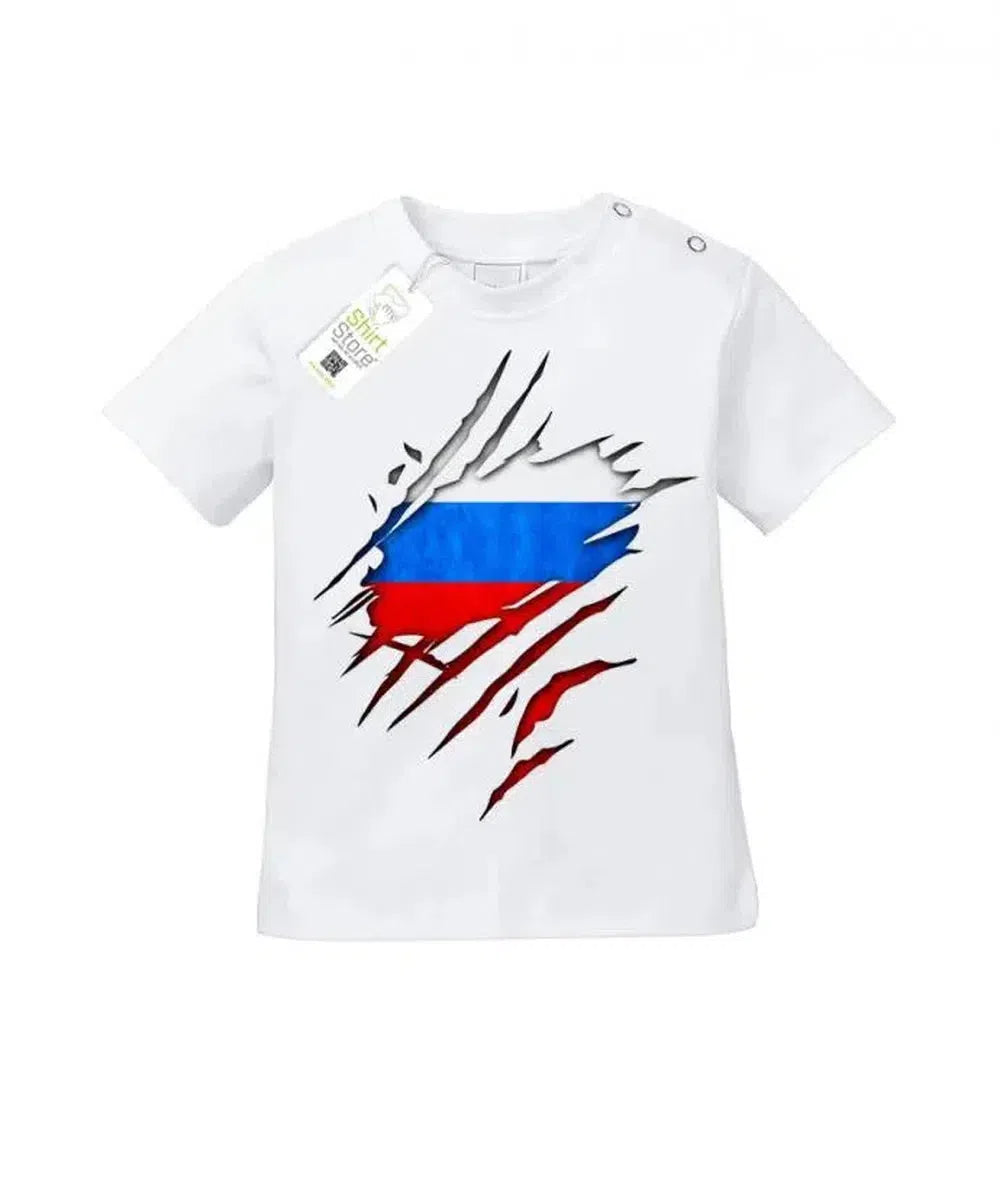 Russland - aufgerissenes Shirt - EM WM - Russia Fan - Baby T-Shirt