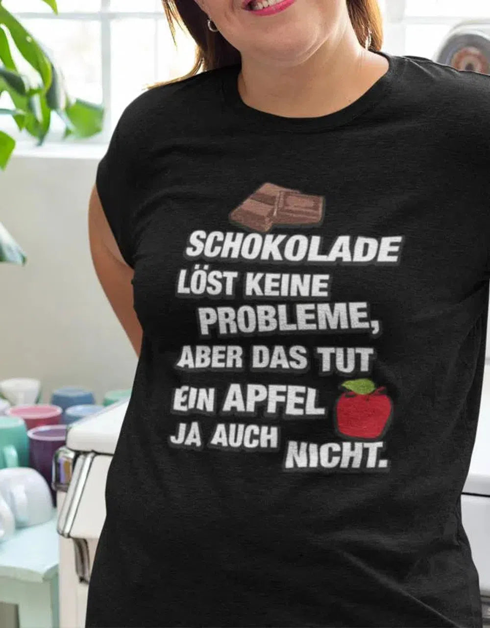 Sprüche Shirt - Schokolade löst keine Probleme Damen T-Shirt