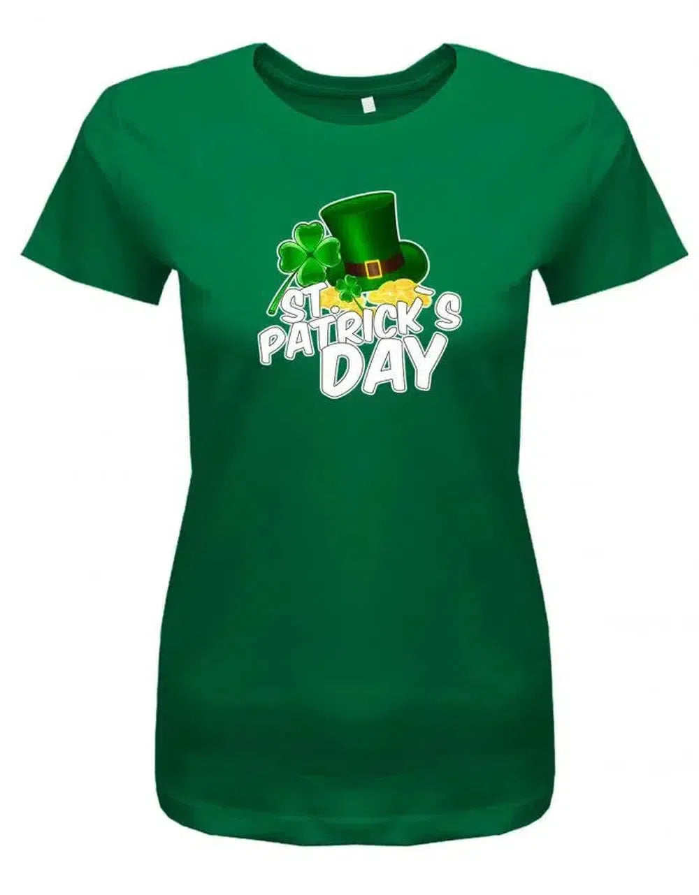 St. Patricks Day - Zylinder Kleeblatt Goldmünzen - Irisch - Damen T-Shirt