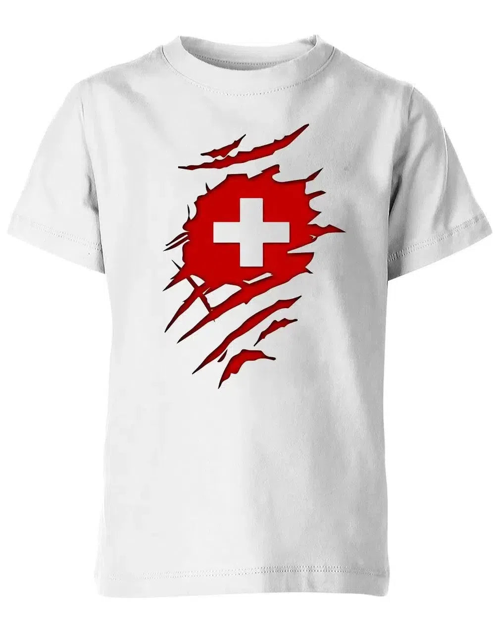 Switzerland Shirt aufgerissen - EM WM - Schweiz Fan - Kinder T-Shirt